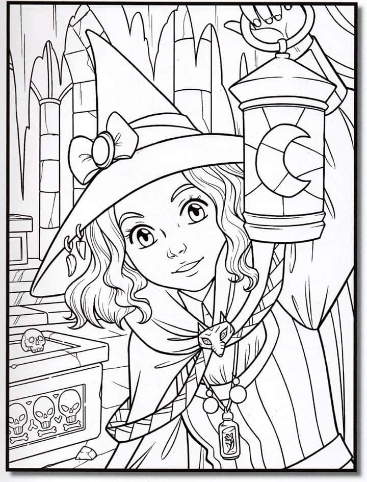 35 Cute Witch Coloring Page 8