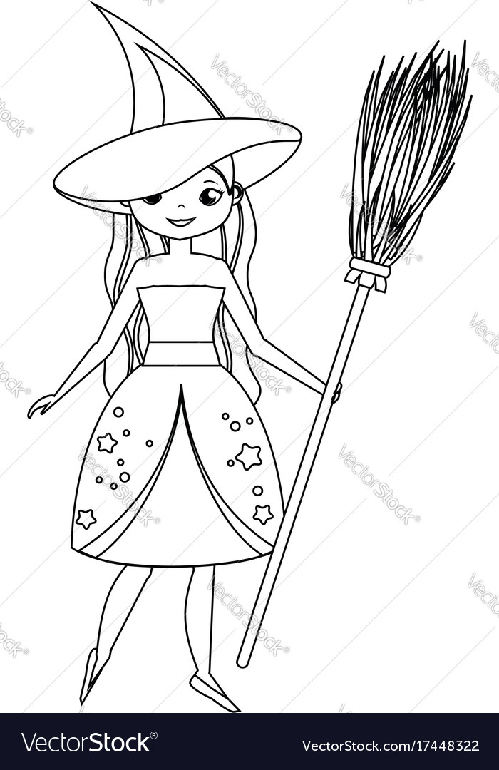 35 Cute Witch Coloring Page 9