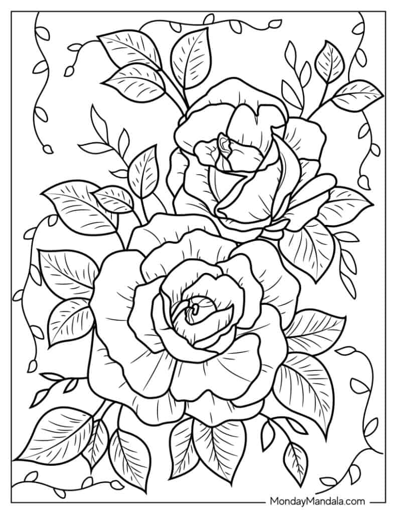 Save 60 Flowers And Roses Coloring Pages Ideas 1