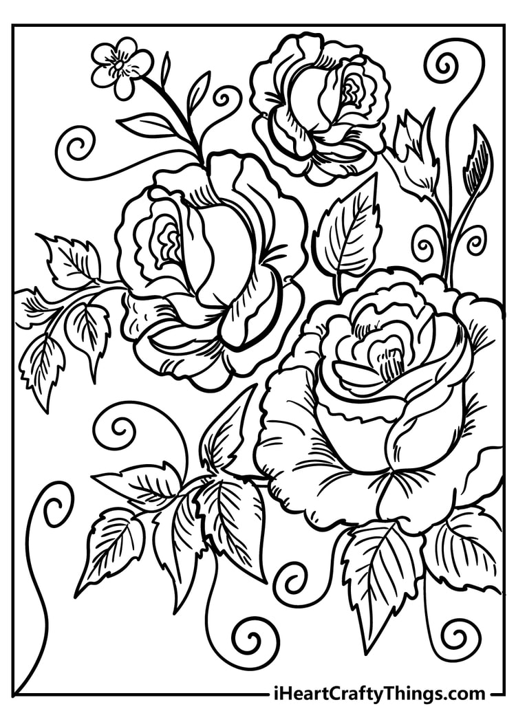 Save 60 Flowers And Roses Coloring Pages Ideas 45