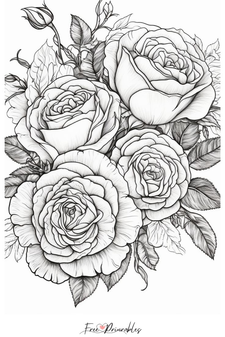 Save 60 Flowers And Roses Coloring Pages Ideas 5